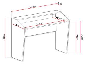 Písací stôl SINCE - biely / tyrkysový