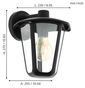 Eglo 98121 - Vonkajšie nástenné svietidlo MONREALE 1xE27/60W/230V IP44 čierna