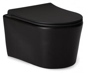 AKCE/SET/LIVERO Geberit - Modul pre závesné WC s tlačidlom + WC misa rimless Puerto - čierna + Geberit - Ovládacie tlačidlo splachovania, biela/chróm