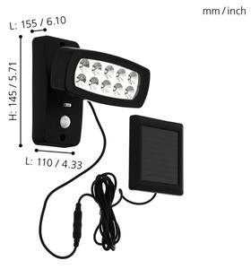 Eglo 98187 - Solárne LED nástenné svietidlo so senzorom PALIZZI LED/1,2V IP44