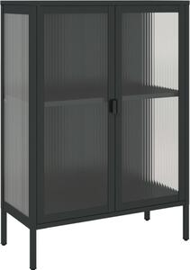 Komoda čierna 75x35x105 cm sklo a oceľ