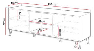 TV stolík 150 cm BERMEJO - biely / lesklý biely