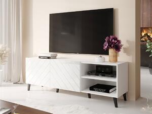 TV stolík 150 cm BERMEJO - biely / lesklý biely