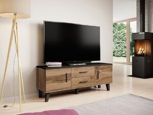TV stolík 140 cm OLINA - dub wotan / čierny
