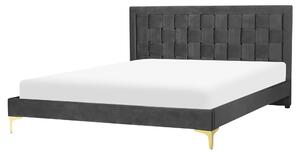 Rám postele 160 x 200 cm čierne zamatové čalúnenie s čelom zlaté nohy spálňa moderný glamour štýl