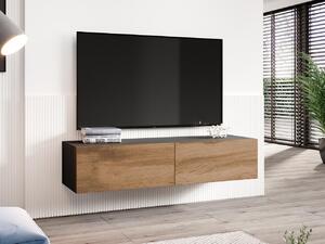 Televízny stolík 140 cm ASHTON - čierny / dub wotan