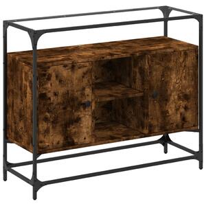 Komoda sklenená doska dymový dub 98x35x81 cm kompozitné drevo