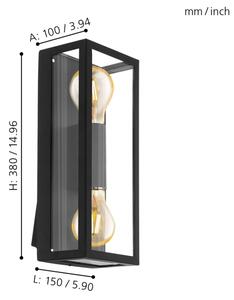 Eglo 98273 - Vonkajšie nástenné svietidlo ALAMONTE 2xE27/60W/230V IP44