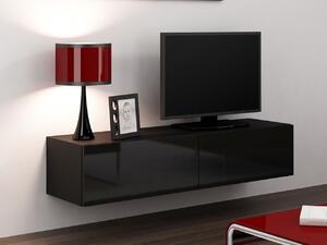 Televízny stolík 140 cm ASHTON - čierny / lesklý čierny