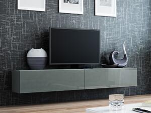 Televízny stolík 180 cm ASHTON - šedý / lesklý šedý