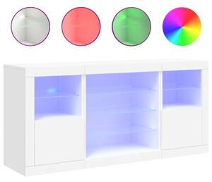 Komoda s LED svetlami biela 142,5x37x67 cm