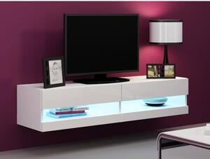 TV stolík 140 cm ASHTON 1 - biely / lesklý biely