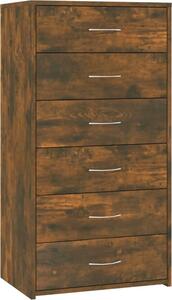 Komoda so 6 zásuvkami dymový dub 50x34x96 cm spracované drevo
