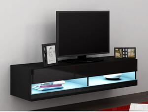 TV stolík 140 cm ASHTON 1 - čierny / lesklý čierny