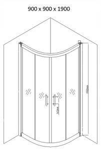 Sprchovací kút MAXMAX MEXEN RIO stripe - štvrťkruh 90x90 cm, 863-090-090-01-20
