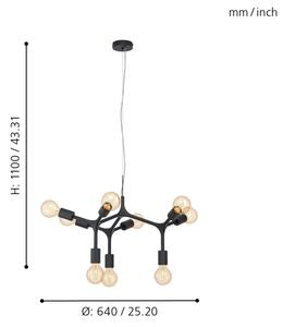 Eglo 98346 - Luster na lanku BOCADELLA 9xE27/60W/230V
