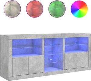 Komoda s LED svetlami betónovo sivá 181,5x37x67 cm