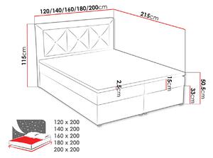 Manželská kontinentálna posteľ 140x200 GOSTORF 2 - svetlá šedá + topper ZDARMA