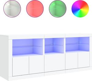 Komoda s LED svetlami biela 162x37x67 cm