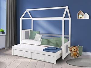 Detská posteľ domček 80x180 KARBEN 1 - biela / šedá