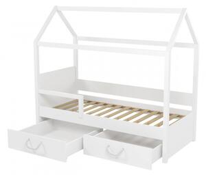 Detská posteľ domček so zábranou 90x200 SONTRA 2 - biela / grafitová