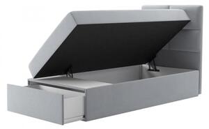 Jednolôžková boxpringová posteľ 90x200 LUGAU - čierna ekokoža, ľavé prevedenie
