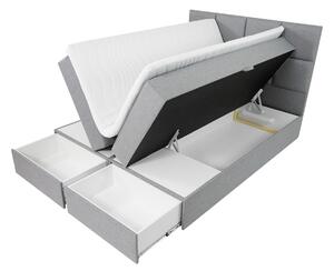 Manželská boxspringová posteľ 140x200 LUGAU - šedá + topper ZDARMA