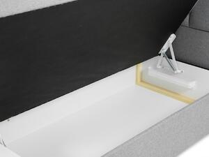 Jednolôžková boxspringová posteľ 90x200 LUGAU - šedá, pravé prevedenie + topper ZDARMA