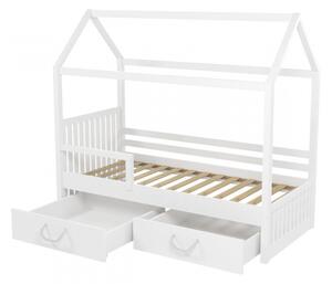 Detská posteľ domček so zábranou 90x200 NEBRA - biela