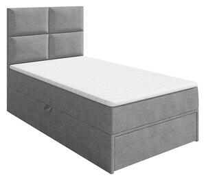 Jednolôžková boxpringová posteľ 100x200 LUGAU - šedá, pravé prevedenie