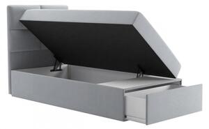 Jednolôžková boxpringová posteľ 100x200 LUGAU - tmavá šedá 2, pravé prevedenie