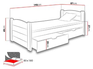 Jednolôžková posteľ 80x180 BRILON - jelša