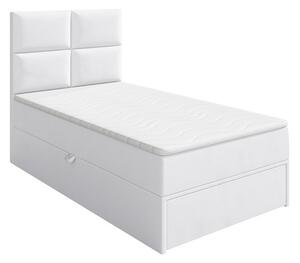 Jednolôžková boxpringová posteľ 100x200 LUGAU - biela ekokoža, pravé prevedenie