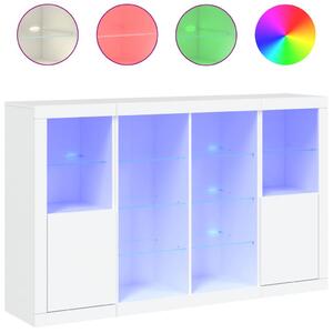 Komody s LED svetlami 3 ks biele kompozitné drevo