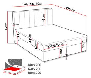 Kontinentálna manželská posteľ 160x200 TARNEWITZ 1 - svetlá hnedá + topper ZDARMA