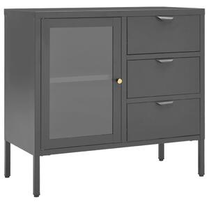 Komoda antracitová 75x35x70 cm oceľ a tvrdené sklo