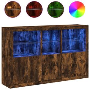Komoda s LED svetlami dymový dub 162x37x100 cm