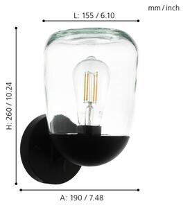 Eglo 98701 - Vonkajšie nástenné svietidlo DONATORI 1xE27/60W/230V IP44