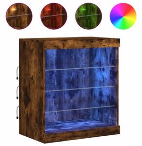 Komoda s LED svetlami dymový dub 60,5x37x67 cm