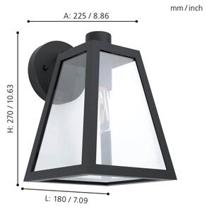 Eglo 98719 - Vonkajšie nástenné svietidlo MIRANDOLA 1xE27/60W/230V IP44