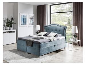 Elegantní rustikální postel Bradley 200x200, šedomodrá + TOPPER