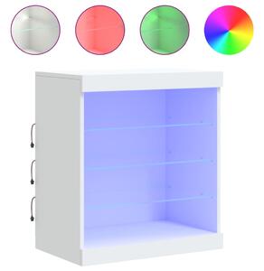 Komoda s LED svetlami biela 60,5x37x67 cm