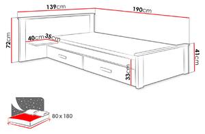 Detská posteľ s úložným priestorom 80x180 POLCH PLUS - biela / šedá