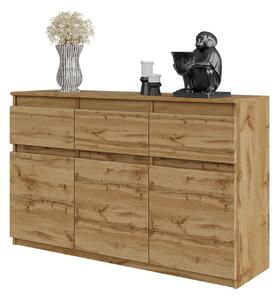 NOAH - Komoda s 3 zásuvkami a 3 dvierkami - dub Wotan - výška 75 cm, šírka 120 cm, hĺbka 35 cm