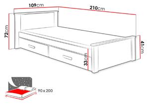 Detská posteľ s úložným priestorom 90x200 POLCH - biela / dub sonoma