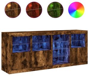 Komoda s LED svetlami dymový dub 164x37x67 cm