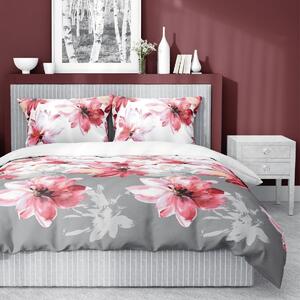Bavlnená posteľná bielizeň s krásnym vzorom červeno-ružových kvetín Ružová
