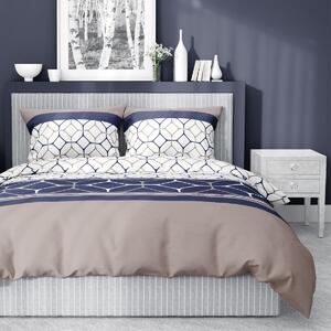 Bavlnená posteľná bielizeň s dokonalým modro-béžovým vzorom Biela