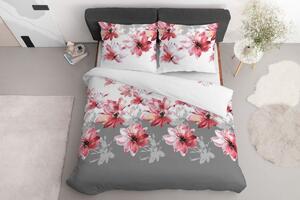 Bavlnená posteľná bielizeň s krásnym vzorom červeno-ružových kvetín Ružová