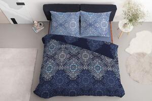 Bavlnená posteľná bielizeň s grafitovou mandalou Modrá